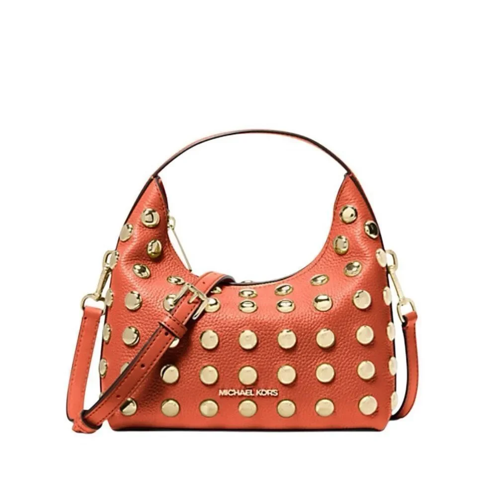 Michael Kors Ember Small Peppled Leather Embellished Messenger Bag